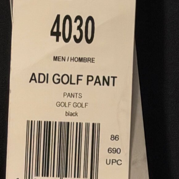 Adidas MenS Black Golf Pants Performance Stretch Sz 40/30Athletic Wear. NWT - Picture 3 of 11